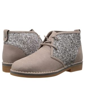 NEW Hush Puppies Women's Cam Catelyn Ankle Bootie Dark Taupe Glitter 10 Wide